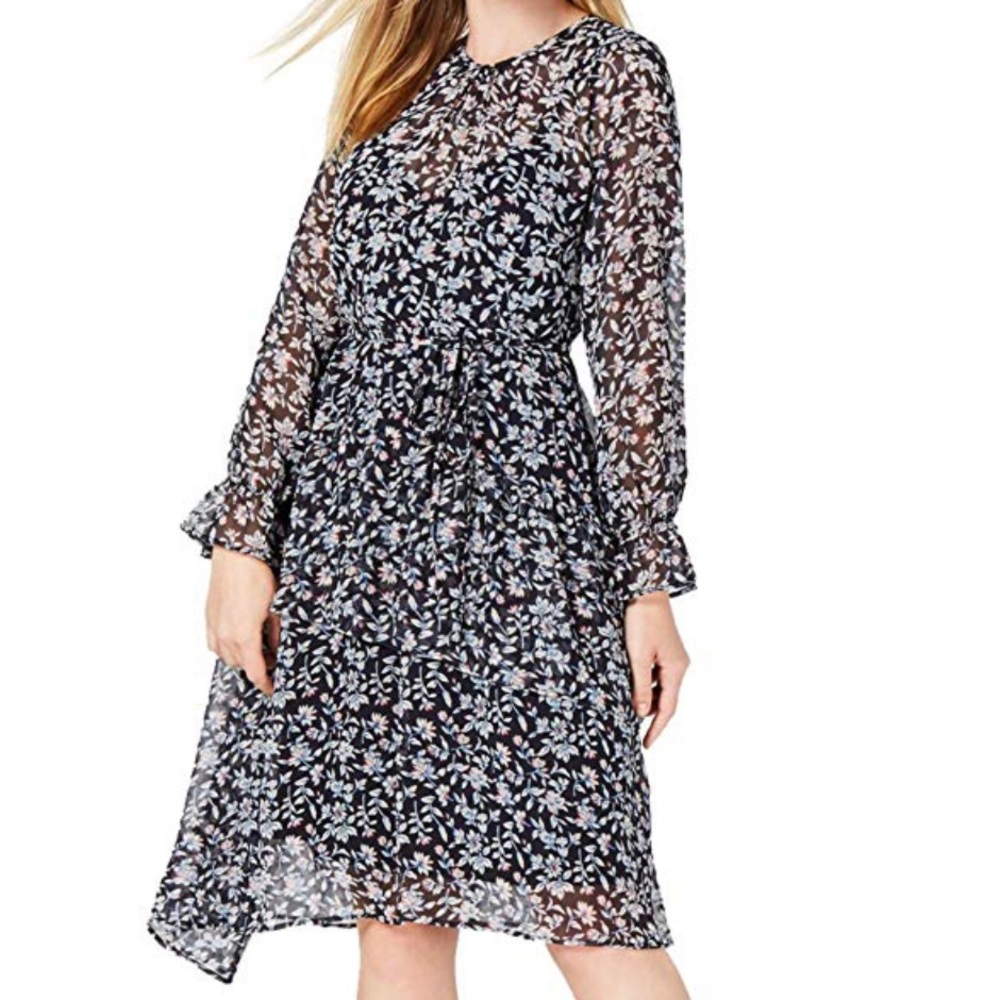 Maison Jules Black Floral Midi Dress